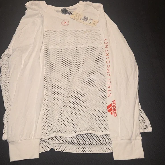 Long Sleeve, Loose Fitting, White Mesh Athletic Top - Size 36 - Picture 1 of 4